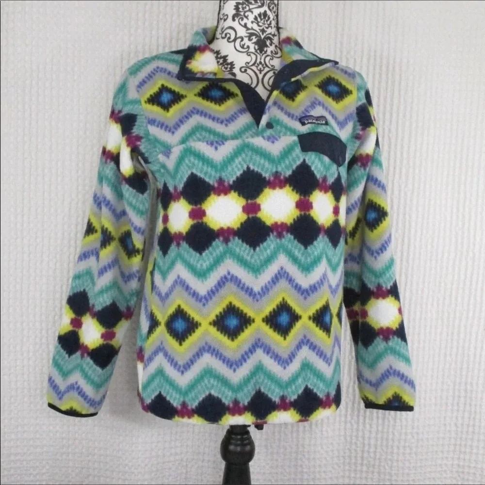 PATAGONIA Synchilla Geo Chevron Snap T Pullover Size XXS